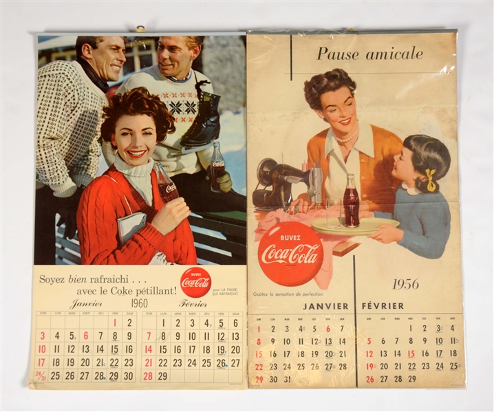 LOT OF 2: FRENCH CANADIAN COCA-COLA CALENDARS. 
