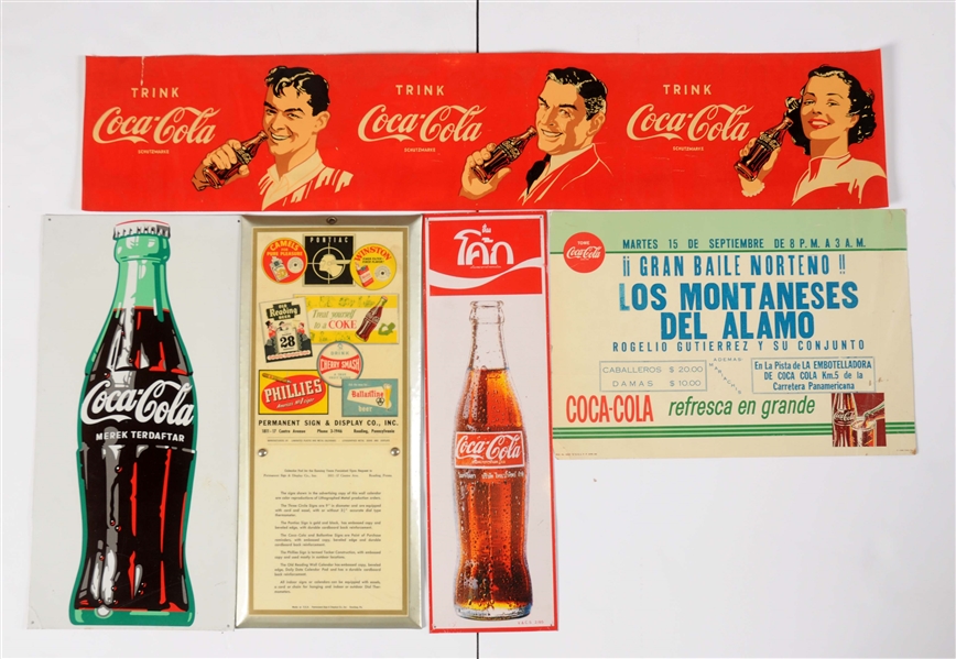LOT OF 5: COCA-COLA ADVERTISING SIGNS.