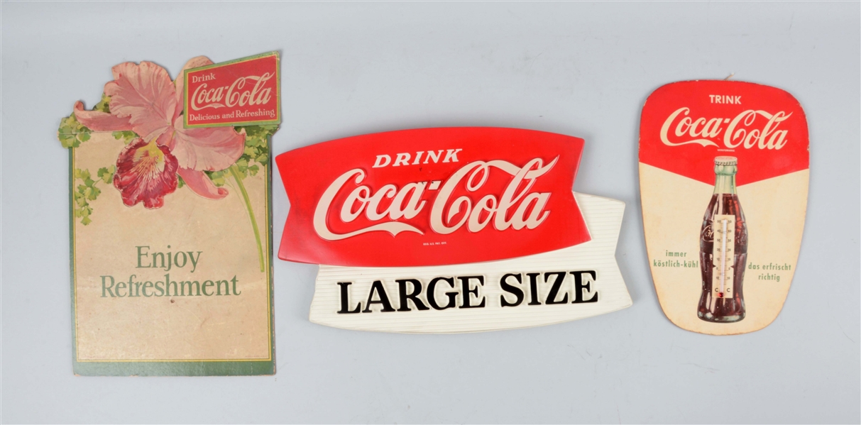 LOT OF 3: COCA-COLA ADVERTISING SIGNS. 