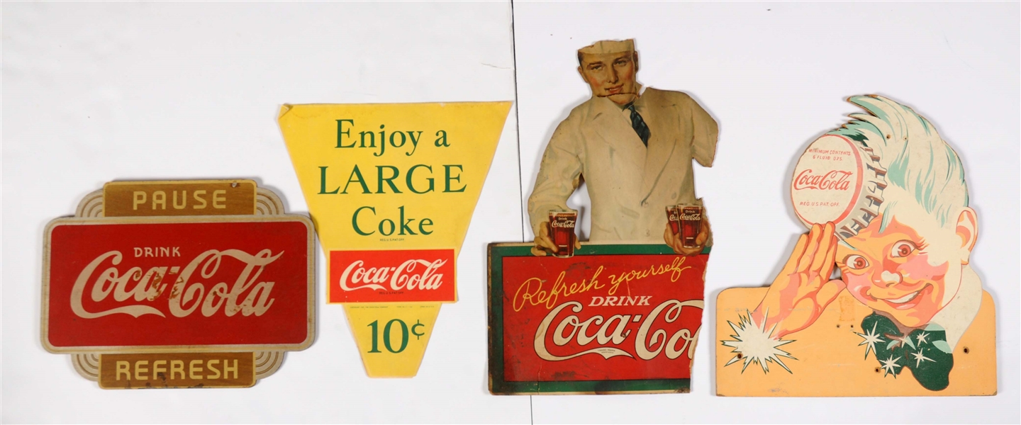 LOT OF 4: COCA-COLA EASEL BACK WITH SPRITE BOY AND OTHER ITEMS.