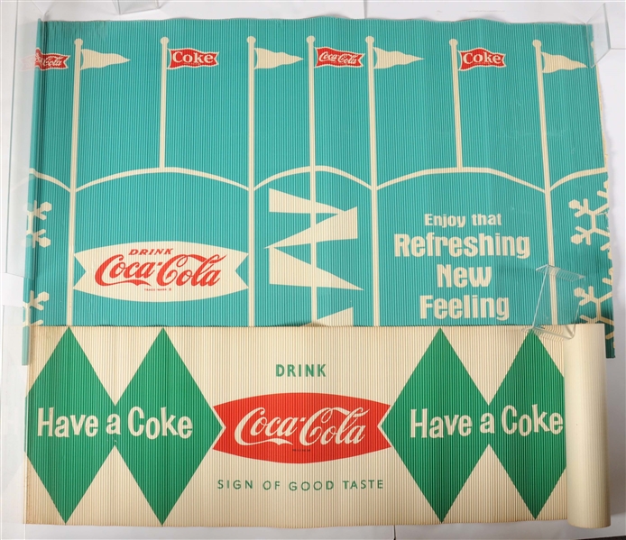 LOT OF 3: ASSORTED COCA - COLA CORRUGATED CARDBOARD BANNERS.