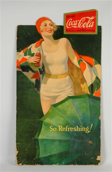 EARLY DIECUT CARDBOARD COCA-COLA ADVERTISING SIGN. 