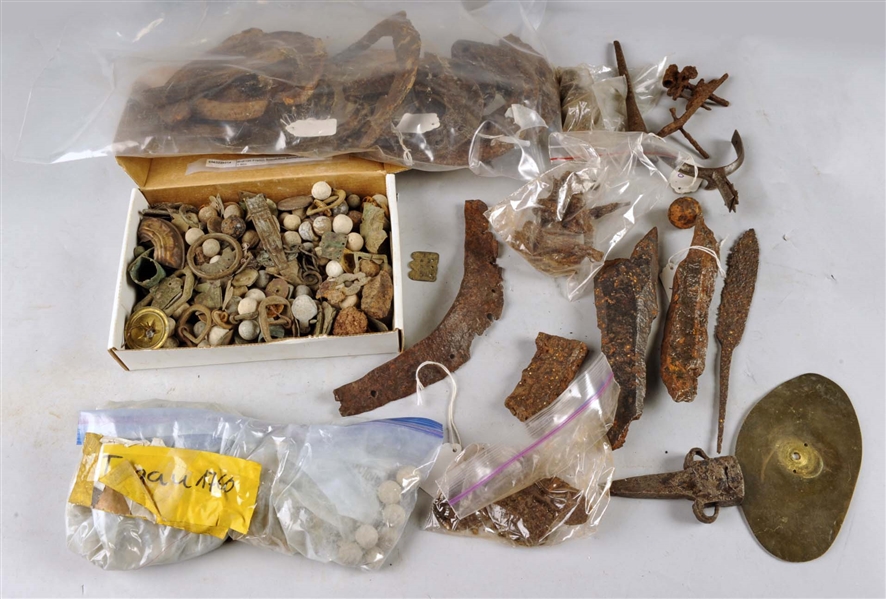 BOX OF EXCAVATED FRENCH REVOLUTION RELICS         