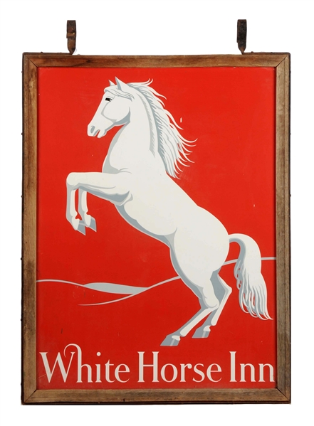 LOT OF 2: WHITE HORSE INN PORCELAIN SIGN.