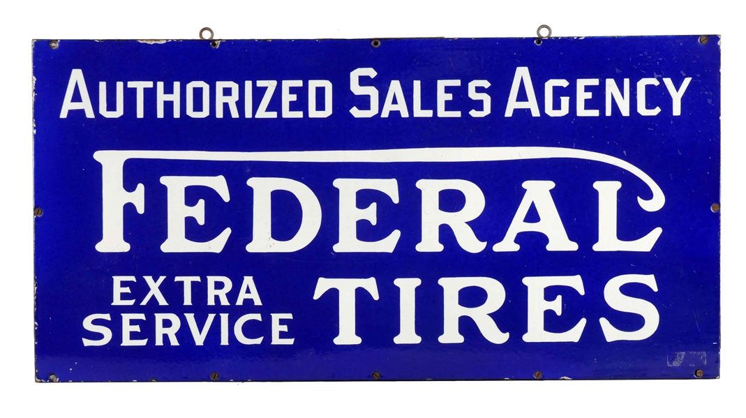 FEDERAL TIRES AUTHOIZED SALES AGENCY PORCELAIN SIGN.