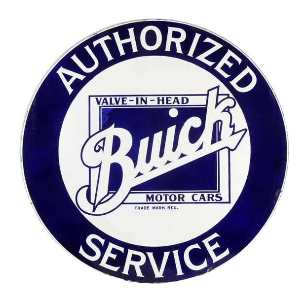 BUICK VALUE-IN-HEAD MOTOR CARS "AUTHORIZED SERVICE" PORCELAIN SIGN.