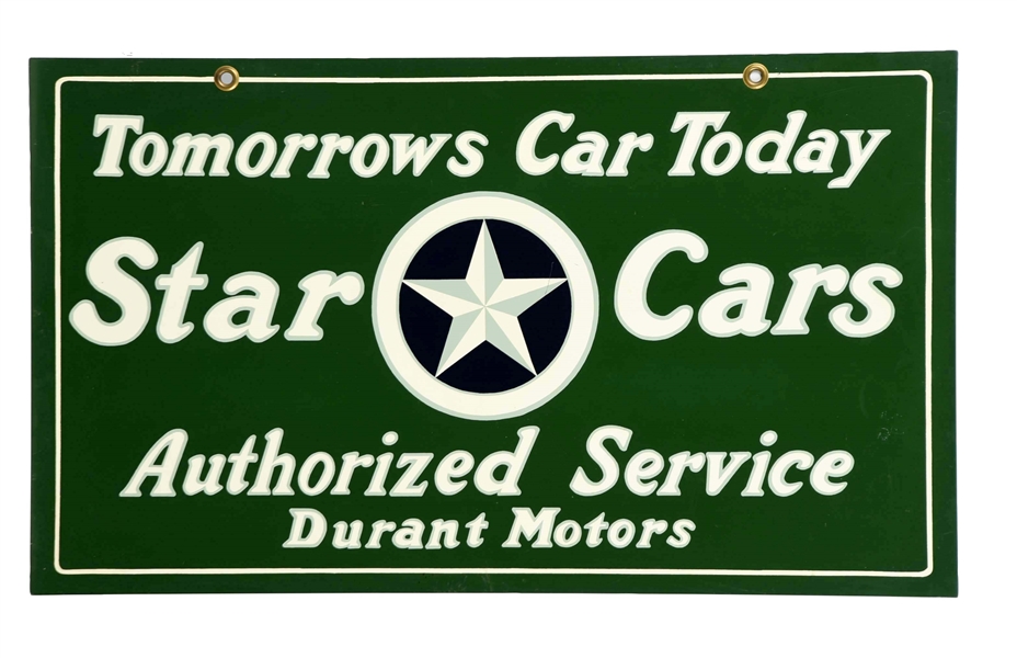 STAR CARS AUTHORIZED SERVICE TIN SIGN, REPRODUCTION.            