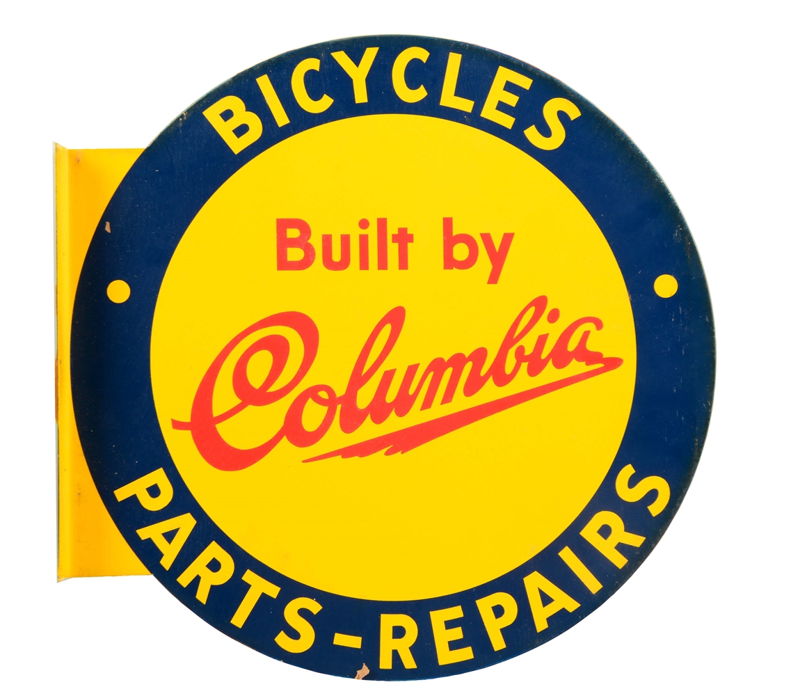 COLUMBIA BICYCLES TIN FLANGE SIGN. 