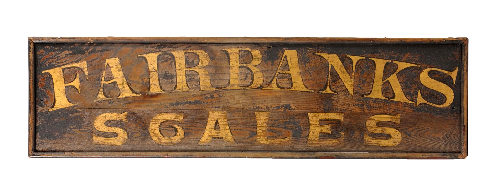 FAIRBANKS SCALES WOODEN ADVERTISING TRADE SIGN.