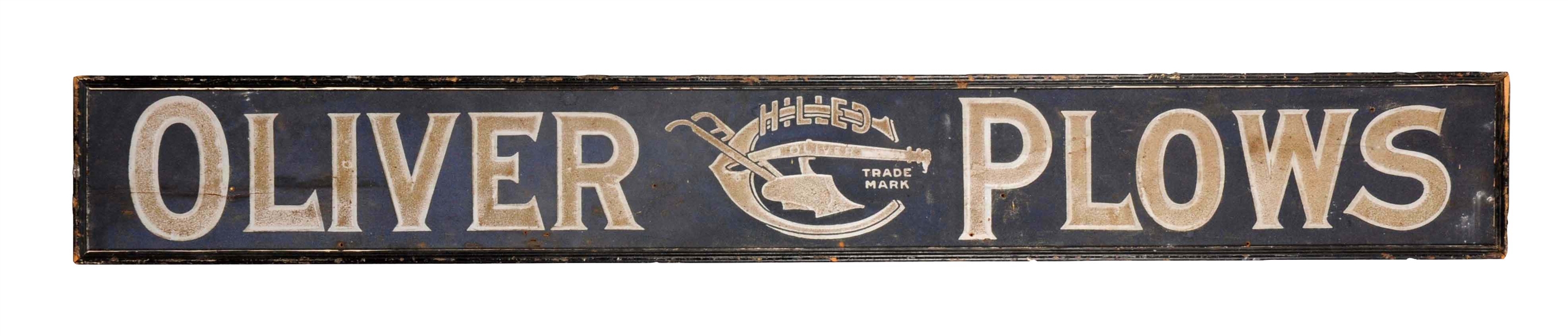 OLIVER CHILLED PLOWS WOODEN ADVERTISING TRADE SIGN. 