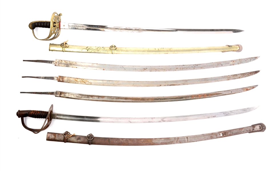 LOT OF 5: TWO SWORDS & THREE BLADES.