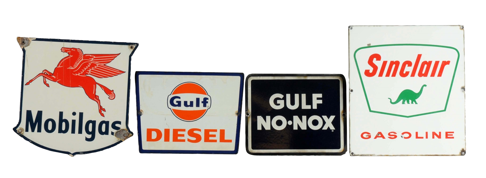 LOT OF 4:  MOBILGAS, SINCLAIR & GULF PORCELAIN SIGNS.