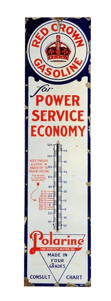 STANDARD OIL RED CROWN GASOLINE PORCELAIN THERMOMETER.