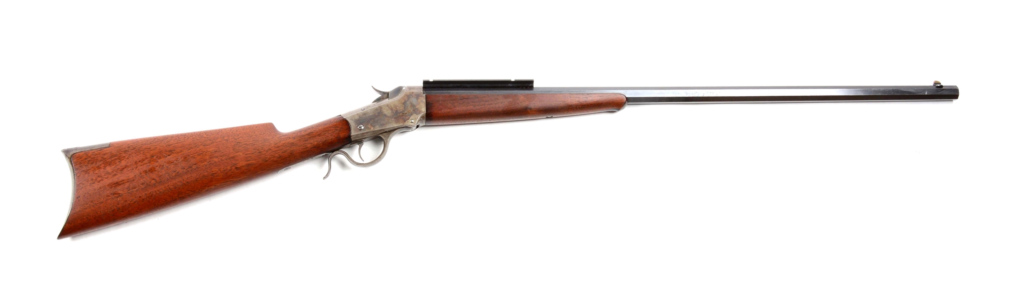 (A) WINCHESTER MODEL 1885 LOW WALL SINGLE SHOT SPORTING RIFLE.