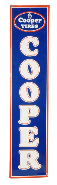 COOPER TIRES W/ LOGO VERTICAL EMBOSSED TIN SIGN.