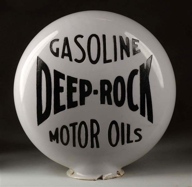 DEEP ROCK GASOLINE MOTOR OILS OPE MILKGLASS GLOBE. 