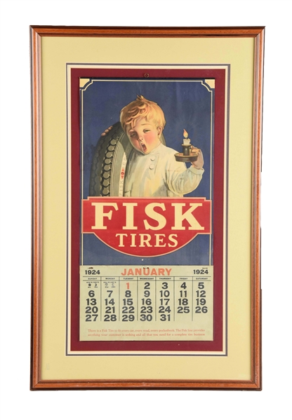 1924 FISK W/ BOY & TIRE LOGO CALENDAR. 