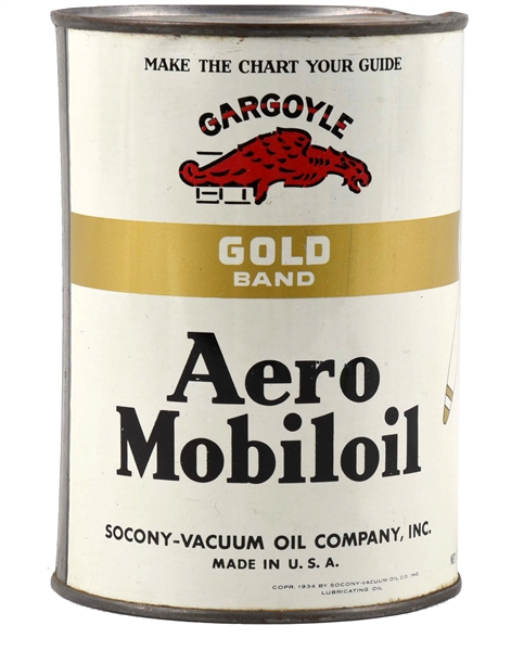 MOBILOIL AERO GOLD ONE QUART CAN.