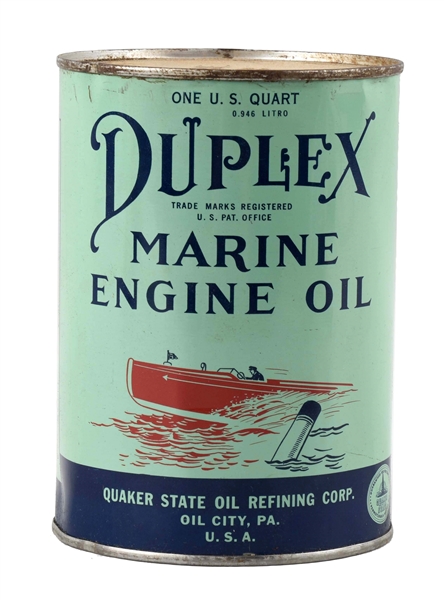 DUPLEX MARINE MOTOR OIL ONE QUART CAN.