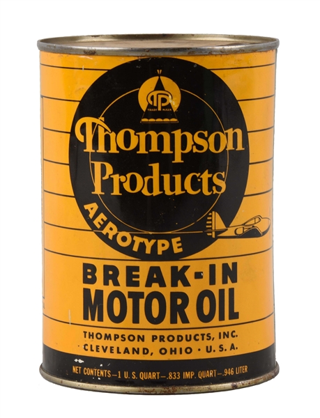 THOMPSON PRODUCTS BREAK IN MOTOR OIL ONE QUART CAN.