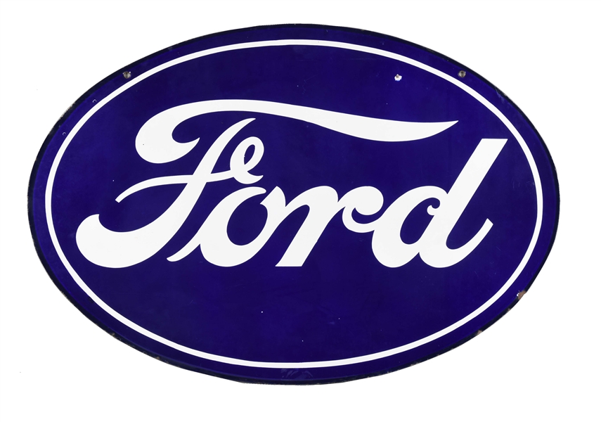 HARD TO FIND SIZE FORD IN OVAL PORCELAIN SIGN.
