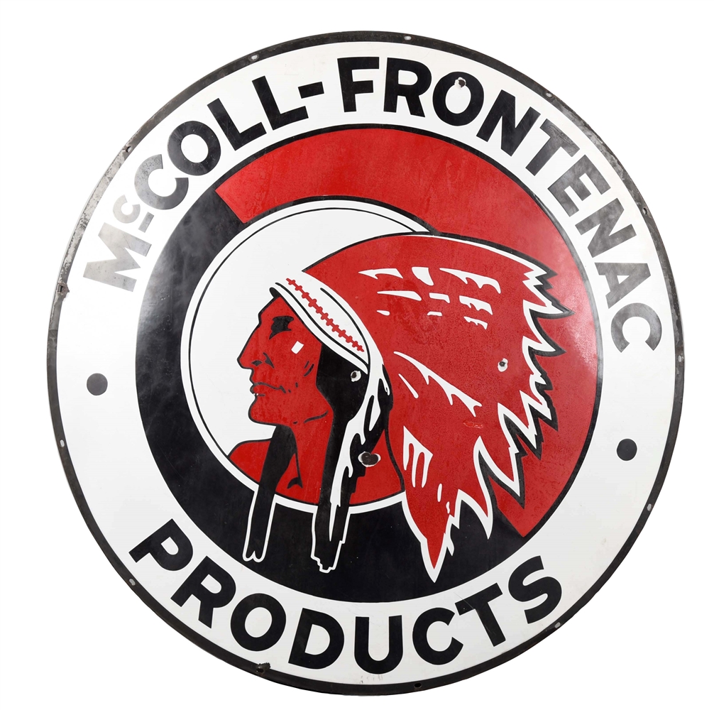 MCCOLL-FRONTENAC (RED INDIAN) PRODUCTS PORCELAIN SIGN.