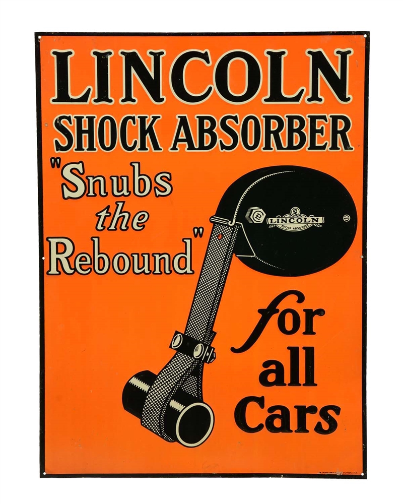 LINCOLN SHOCK ABSORBER TIN ADVERTISING SIGN.  