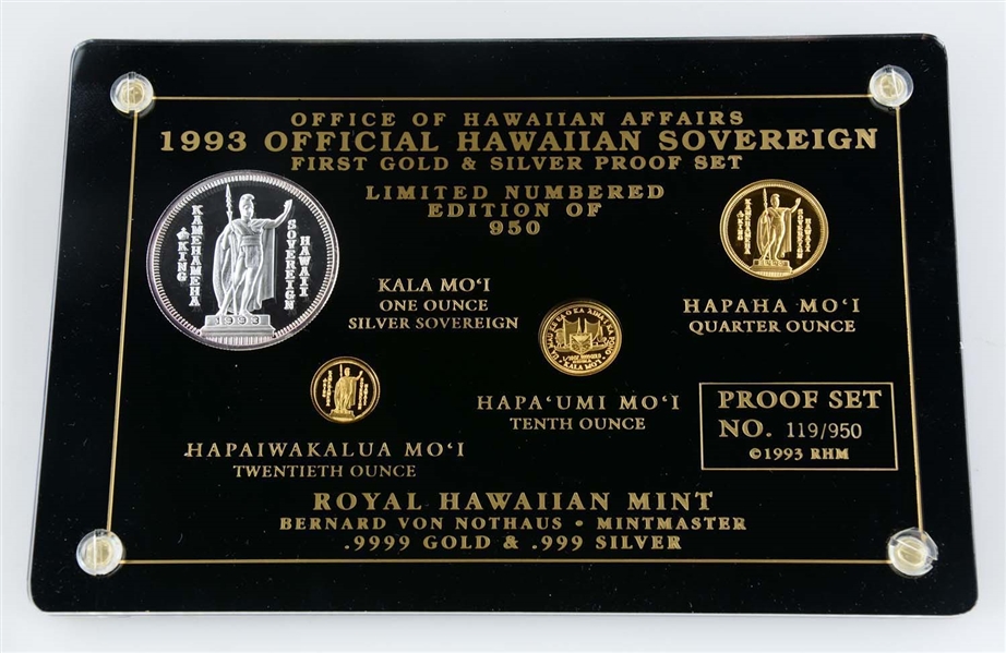 1993 HAWAIIAN GOLD AND SILVER PROOF SET.