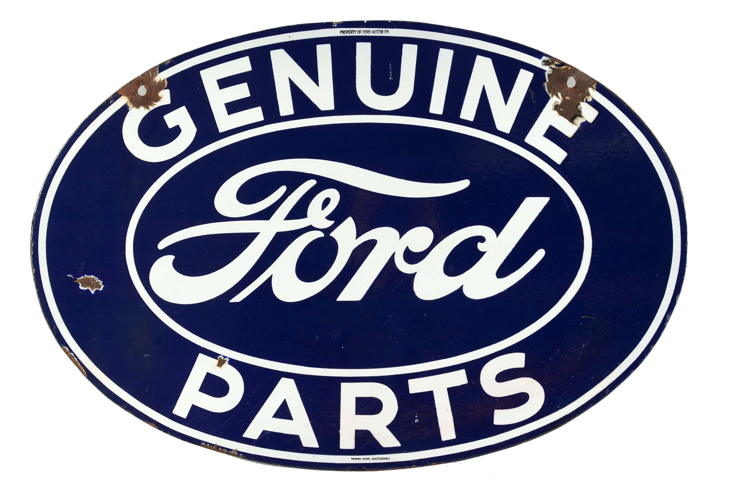 FORD GENUINE PARTS DOUBLE SIDED PORCELAIN SIGN.