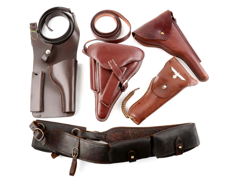 LOT OF 5: LEATHER HOLSTERS/ACCESSORIES.