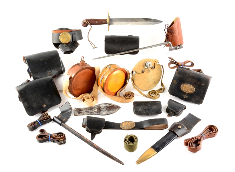 LARGE LOT OF REENACTER REPRODUCTION SHOOTERS ACCESSORIES.