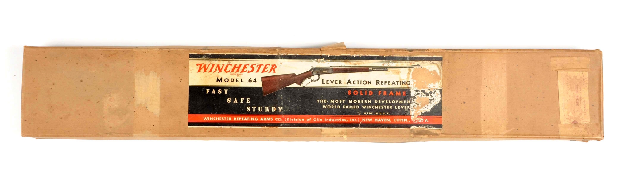 EXTREMELY RARE WINCHESTER MODEL 64 LEVER ACTION RIFLE PICTURE BOX 1949 (BOX ONLY).