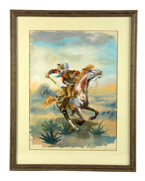 FRAMED PONY EXPRESS PAINTING.