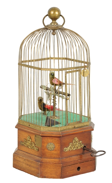 5¢ CAILLE SINGING BIRD CAGE MUSIC BOX AUTOMATON. 