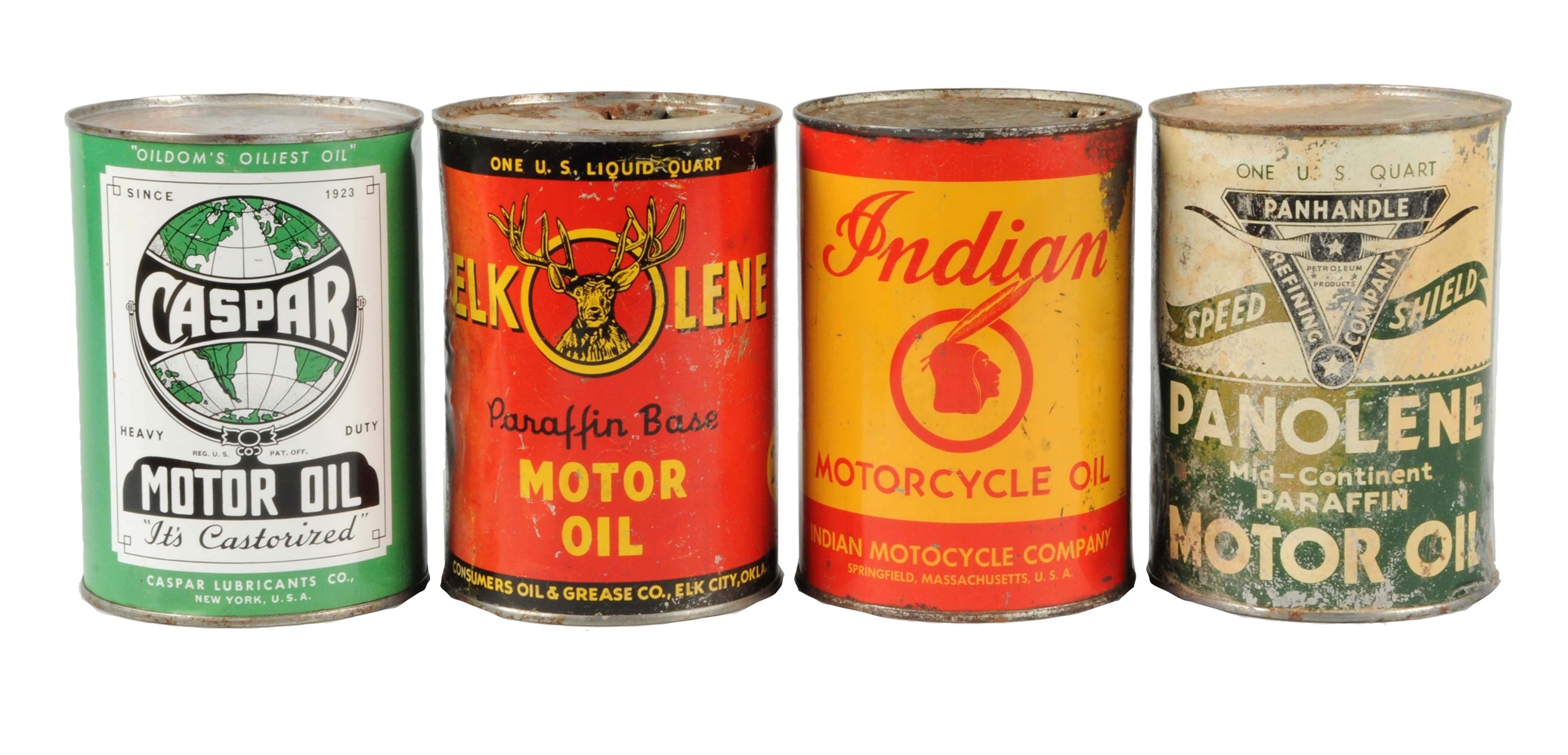 LOT OF 4:  ONE QUART MOTOR OIL CANS.
