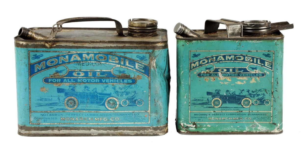 LOT OF 2:  MONAMOBILE OIL METAL CANS.