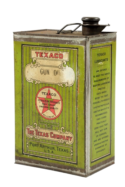 TEXACO "GUN OIL" ONE GALLON METAL CAN.