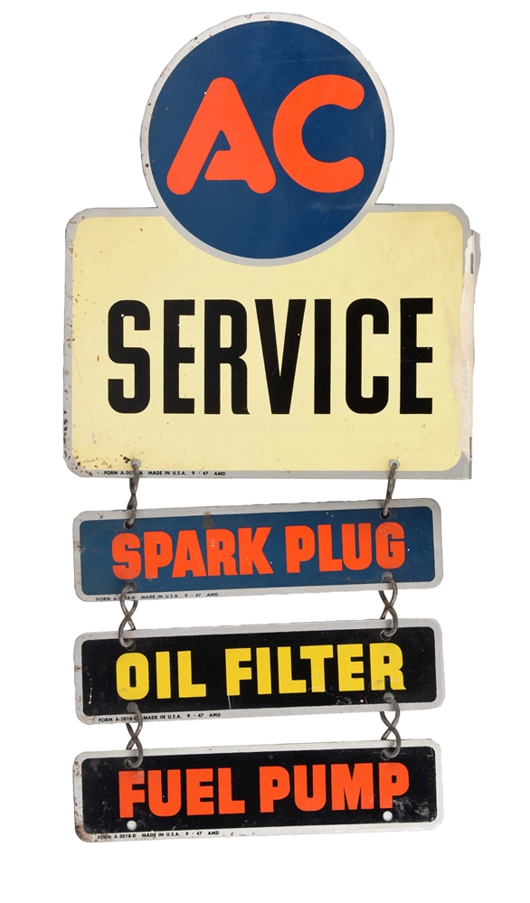 1947 AC SERVICE ADVERTISING FLANGE SIGN. 