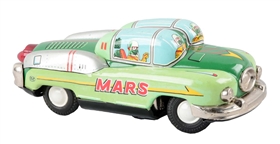 JAPANESE TIN LITHO BATTERY OPERATED MARS EXELO SPACE CAR. 