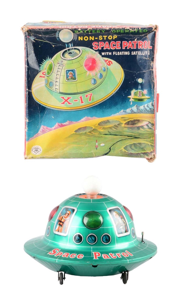 JAPANESE TIN LITHO BATTERY-OPERATED NON-STOP SPACE PATROL.