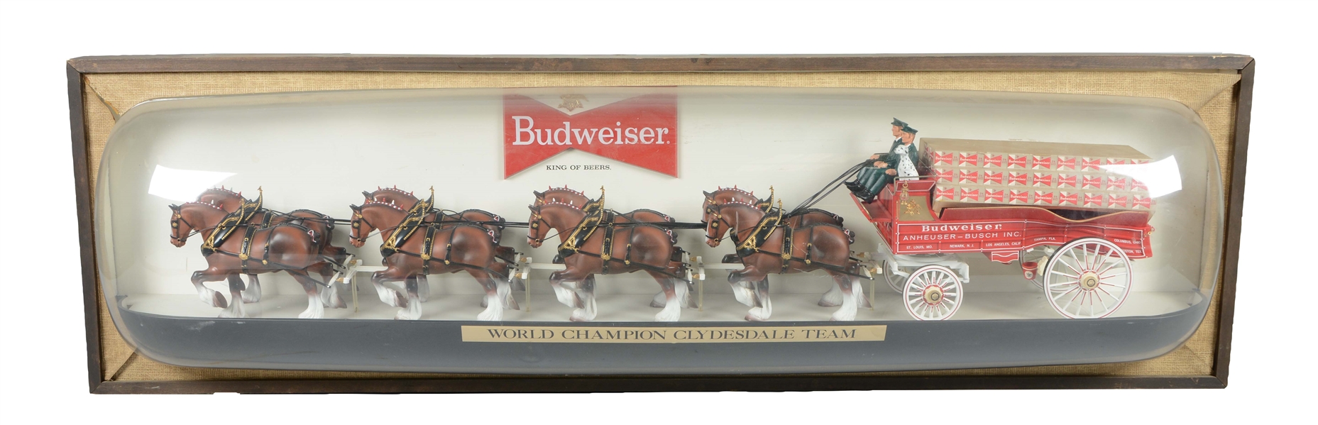 LIGHTED BUDWEISER "WORLD CHAMPION CLYDESDALE TEAM" SIGN. 