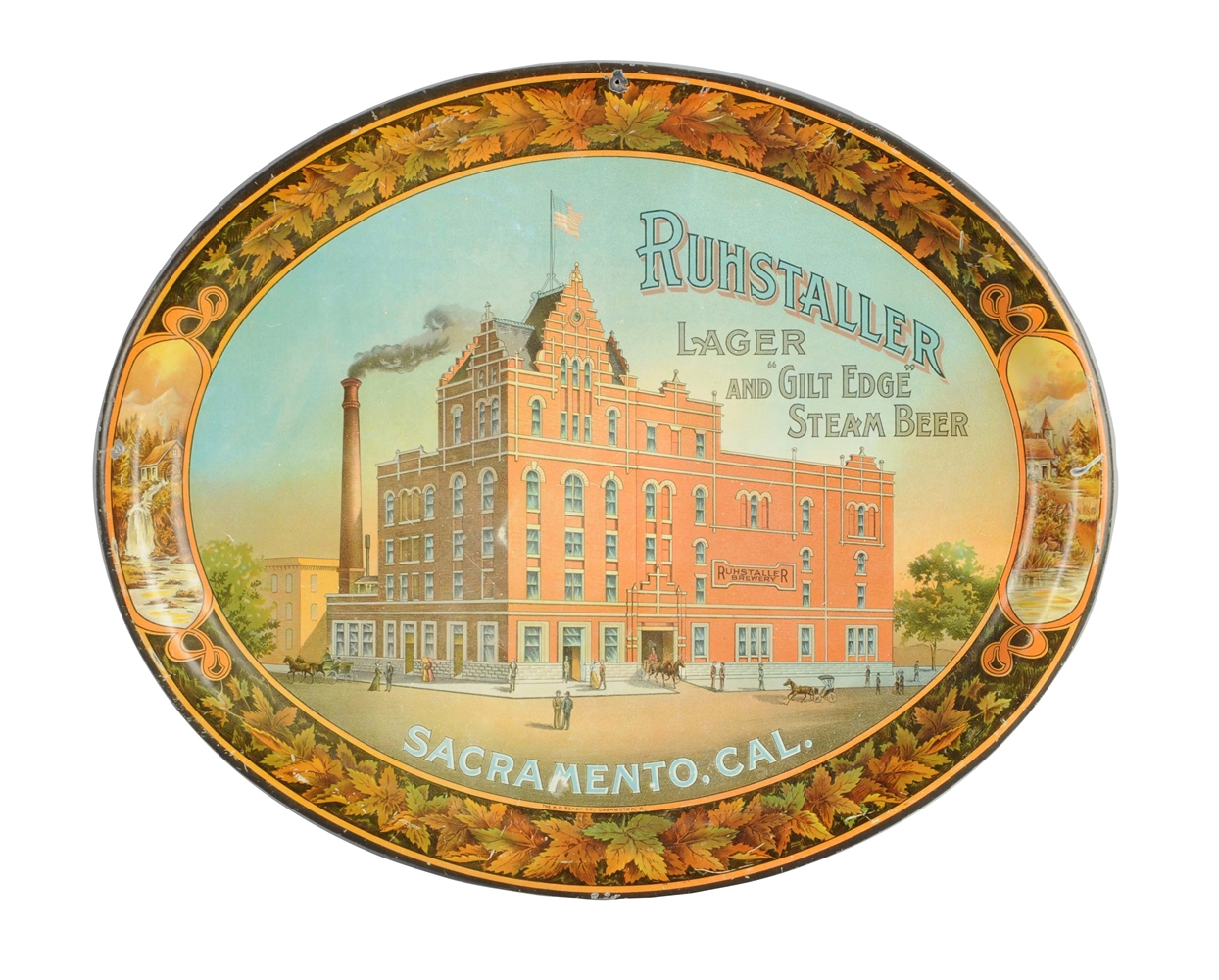 RUHSTALLER LAGER BREWERY STEAM BEER SERVING TRAY. 