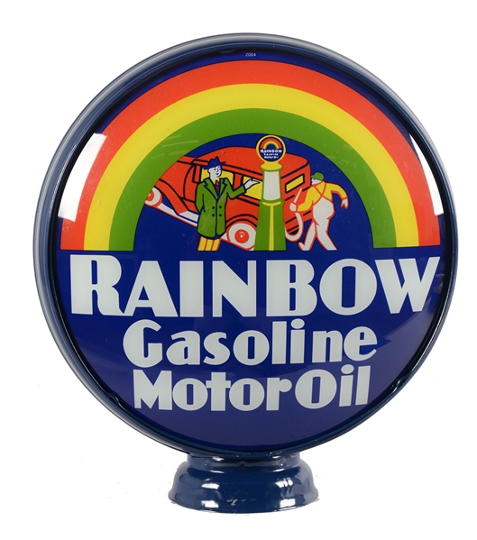 RAINBOW GASOLINE MOTOR OIL 15" SINGLE GLOBE LENS.