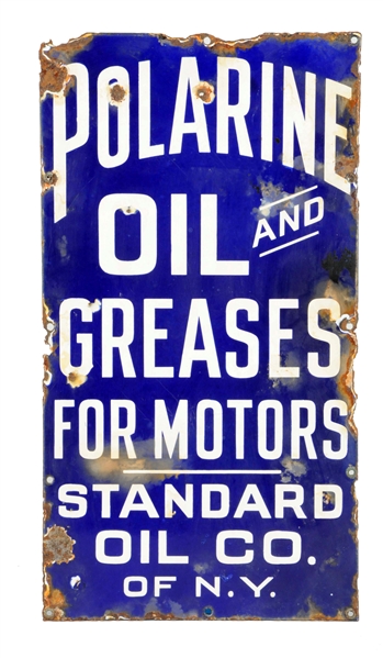 POLARINE OIL AND GREASES PORCELAIN SIGN.
