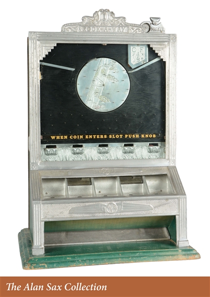 **5¢ CHARLES FEY & SONS ROCK-A-WAY COIN DROP GAME. 