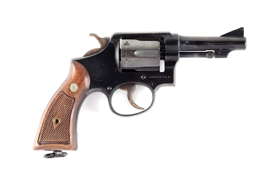 (C) LONDON DEALER MARKED CONVERTED S&W VICTORY MODEL DOUBLE ACTION REVOLVER.