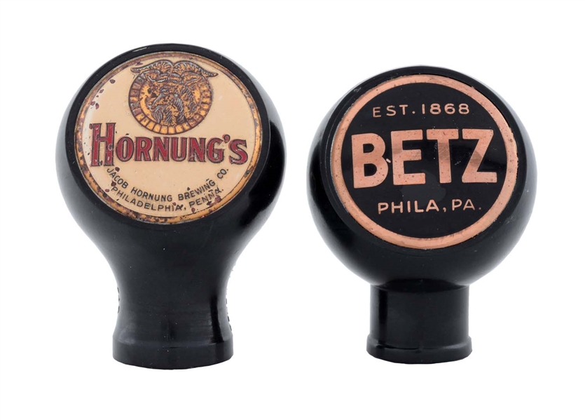 LOT OF 2: BETZ & HORNUNGS BEER TAP KNOBS. 