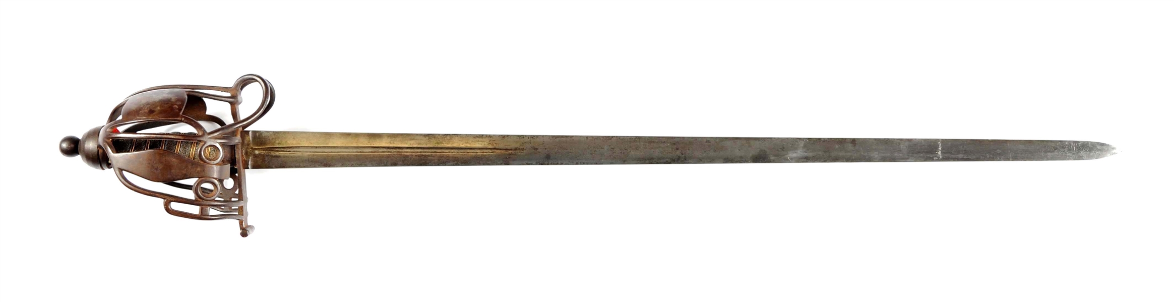 ENGLISH 18TH CENTURY BASKET HILT SWORD.