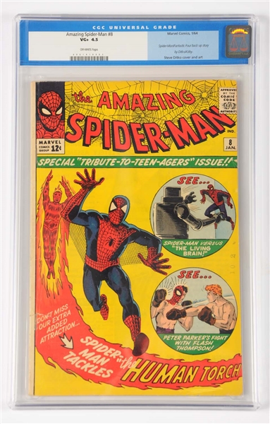 AMAZING SPIDER-MAN #8 CGC 4.5 MARVEL COMICS 1964 VG+