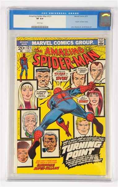 AMAZING SPIDER-MAN #121 CGC 8.0 WHITE PAGES 1973